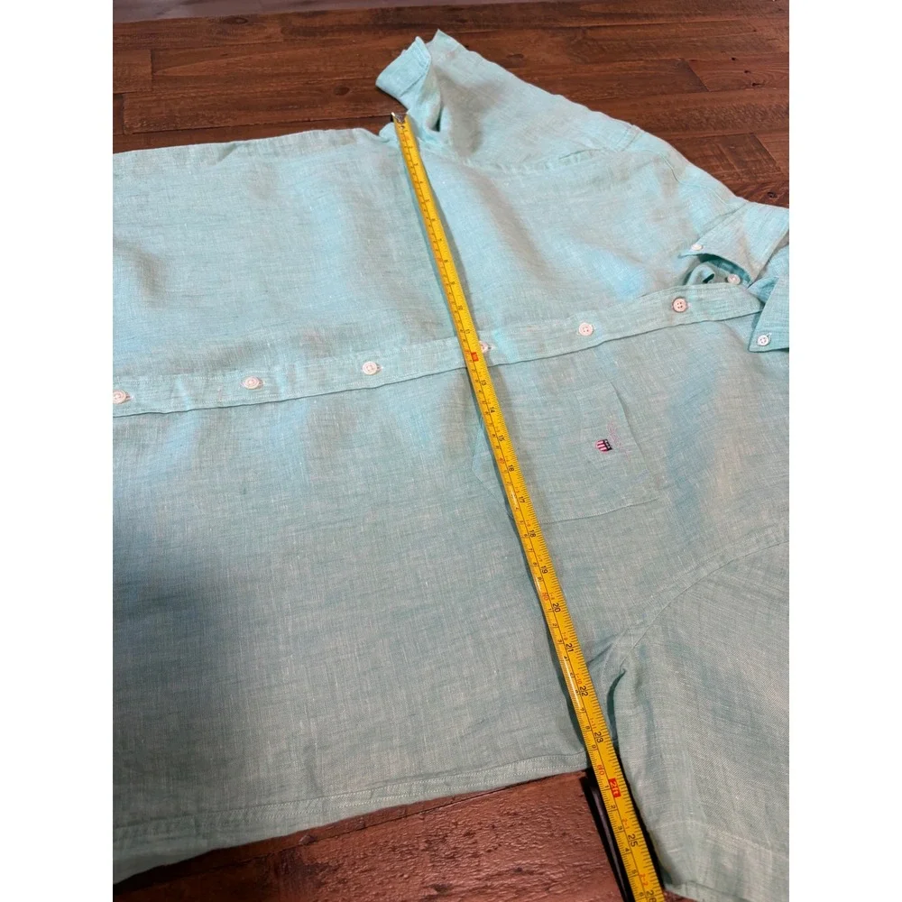 Gant Mens Regular Fit Linen Short Sleeve Button Down Shirt Green Large 3040621 - Picture 10 of 11